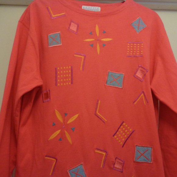 VINTAGE SEGRETS SUN PRINTS TEE SHIRT TUNIC DRESS W GEO EMBLEMS S - Picture 3 of 5